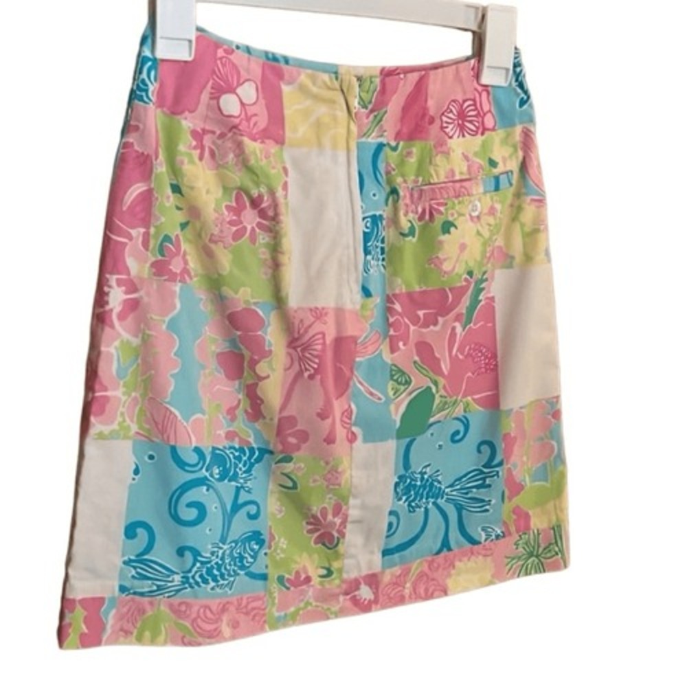 Lilly Pulitzer Skirt Womens Size 0 Floral Multi Petal Patch Hidden Animals Lined - Picture 8 of 8